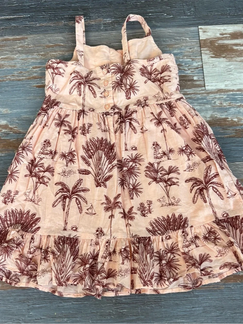 Janie and Jack Disney Girls Moana Pink and Brown Sundress size 4